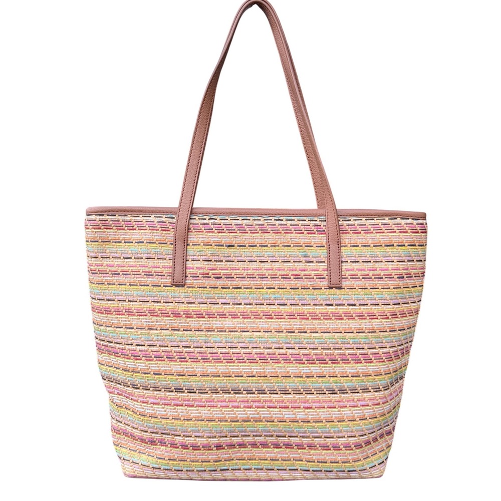Talbots‎ Women's Straw Tote Saturated Summer Stripes Statement Shoulder Bag